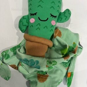 Little Sleepies Green Cactus Lovey with Pink Cheeks